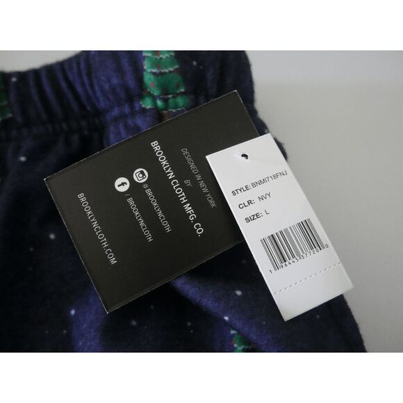 Brooklyn Cloth Men’s Christmas Pajama Pants Size L Navy Blue Tree Print Pants - Picture 9 of 13